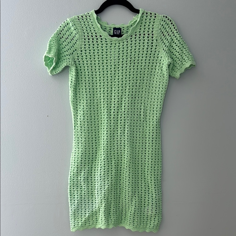 GAP green crochet knit mini dress